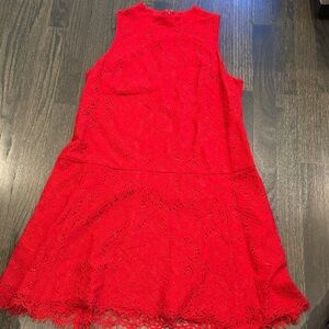 LOFT Red Lace Mini Dress